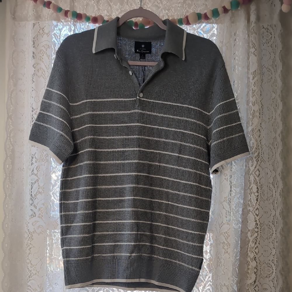 Gray Striped Men's Polo Shirt